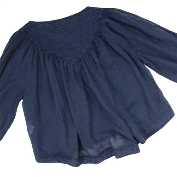 SALE Free People Boho Navy Peasant Tunic Top - Picture 7 of 9